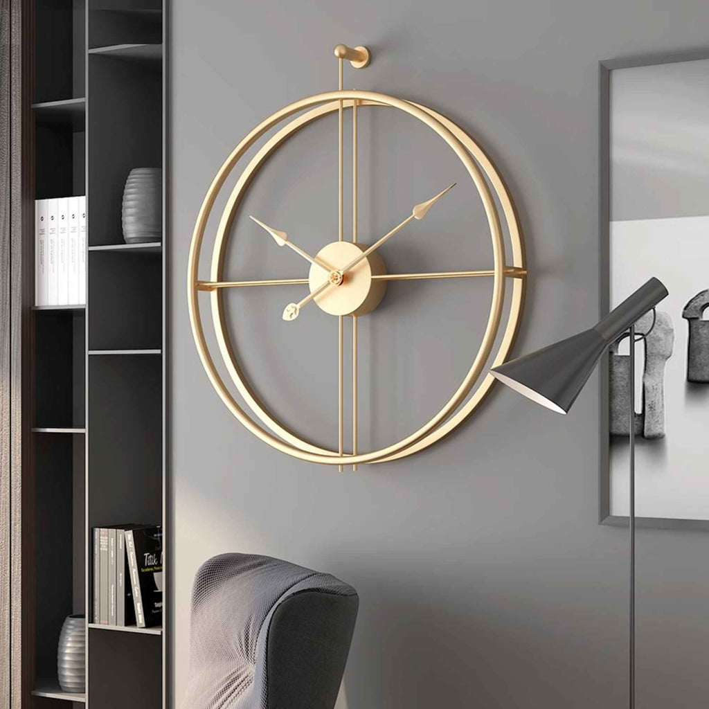 Minimal Golden Metal Analog Wall Clock- Funkytradition Clocks
