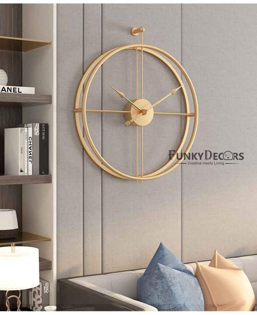 Minimal Golden Metal Analog Wall Clock- Funkytradition Clocks