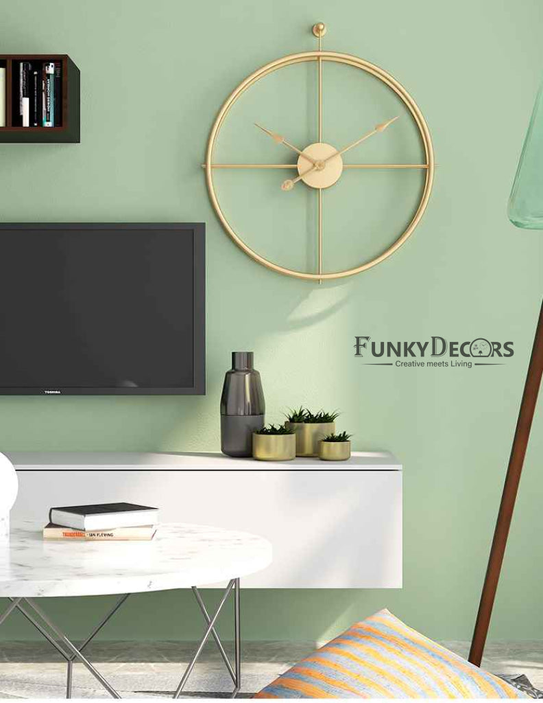 Minimal Golden Metal Analog Wall Clock- Funkytradition Clocks