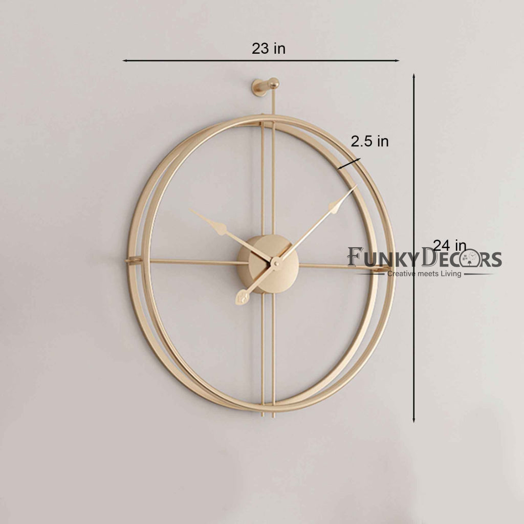 Minimal Golden Metal Analog Wall Clock- Funkytradition Clocks