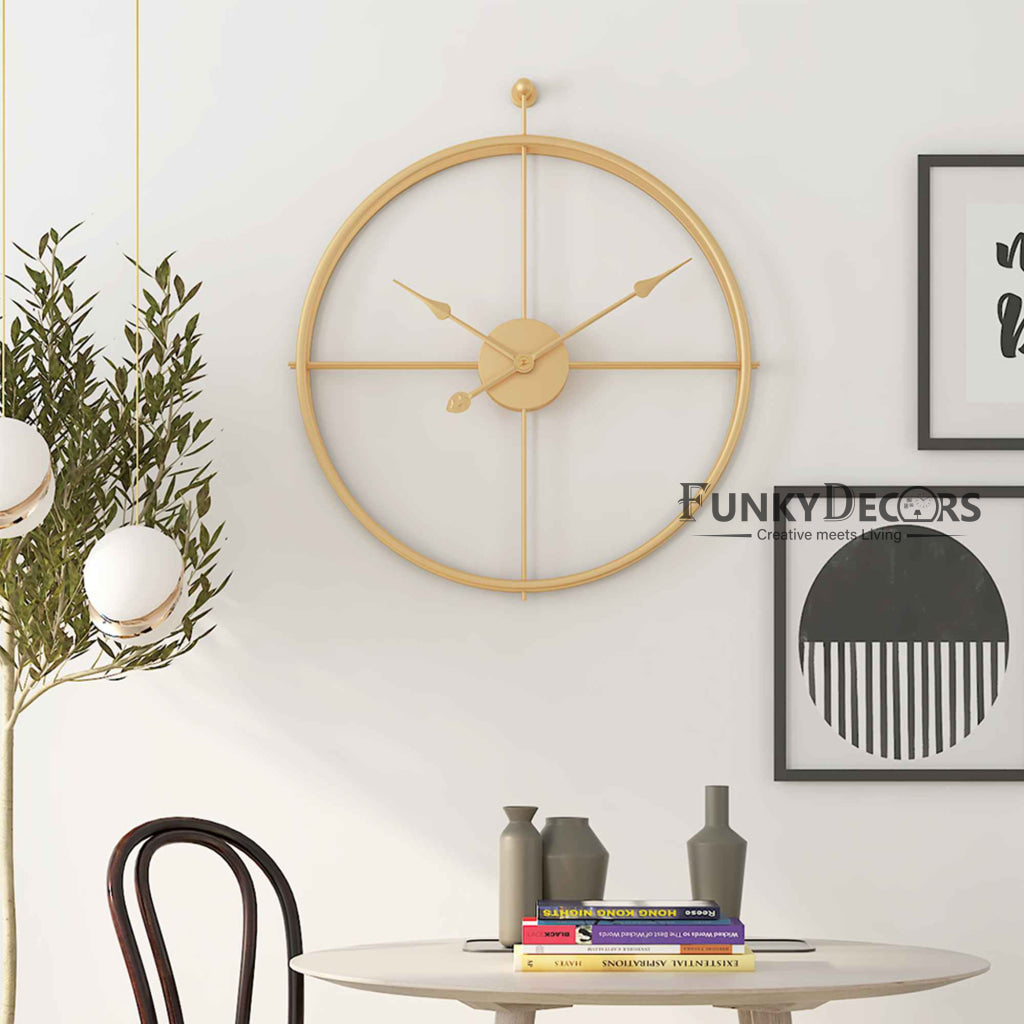 Minimal Golden Metal Analog Wall Clock- Funkytradition Clocks