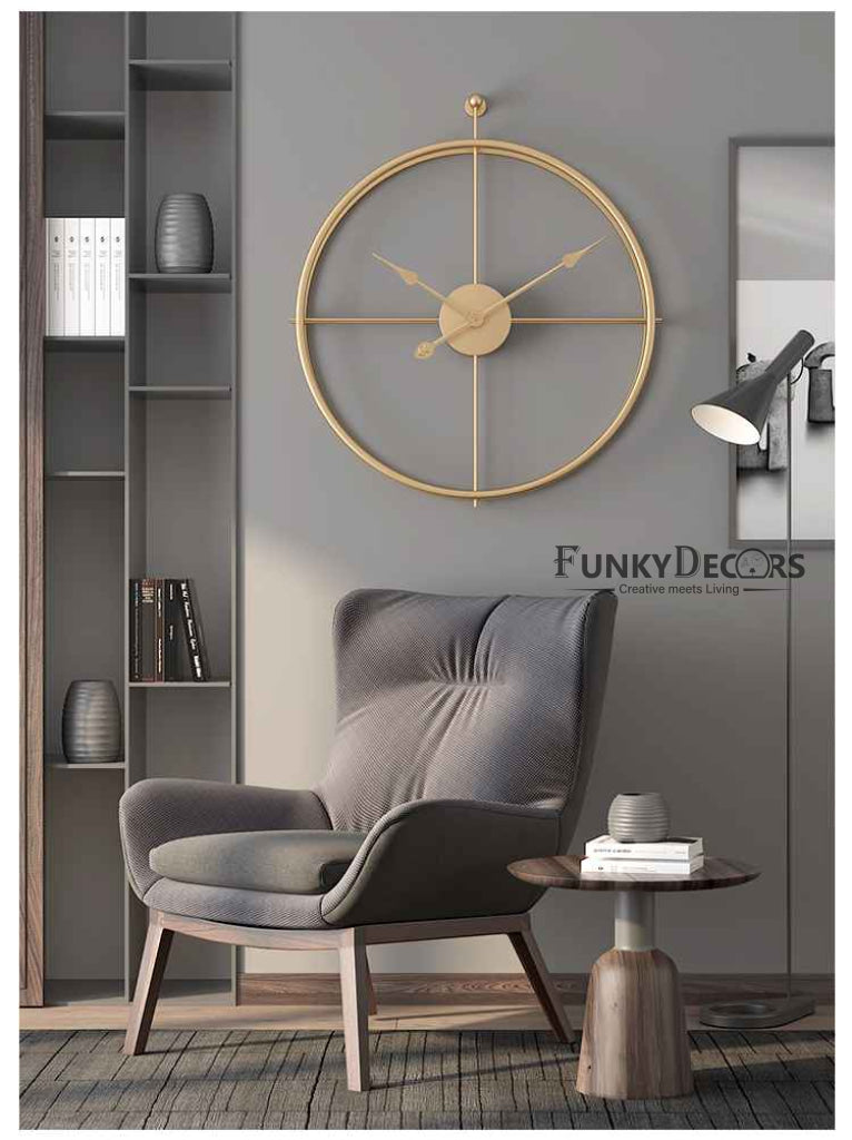 Minimal Golden Metal Analog Wall Clock- Funkytradition Clocks