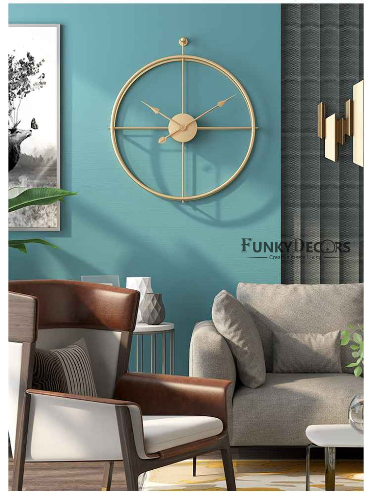 Minimal Golden Metal Analog Wall Clock- Funkytradition Clocks