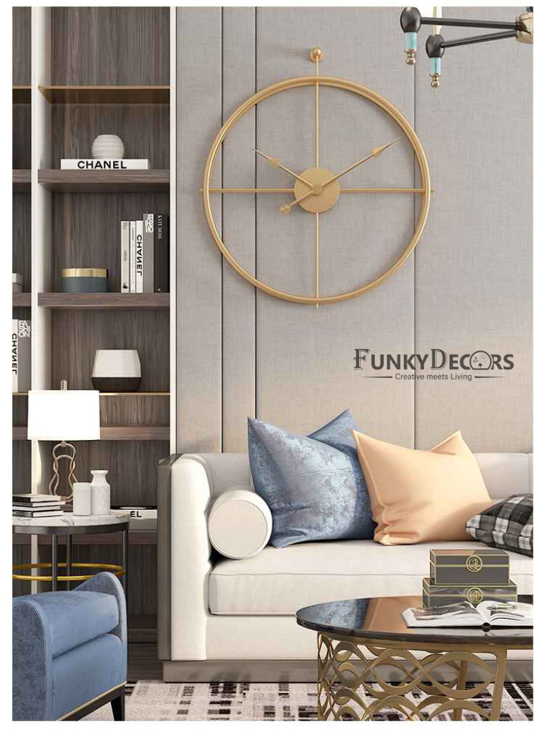 Minimal Golden Metal Analog Wall Clock- Funkytradition Clocks