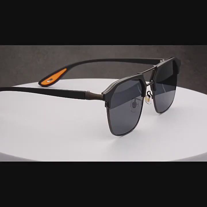 FunkyTradition Vintage Square Sunglasses for Men & Women – Retro Double Bridge Gradient Shades | TR90 Frame, UV400 Protection