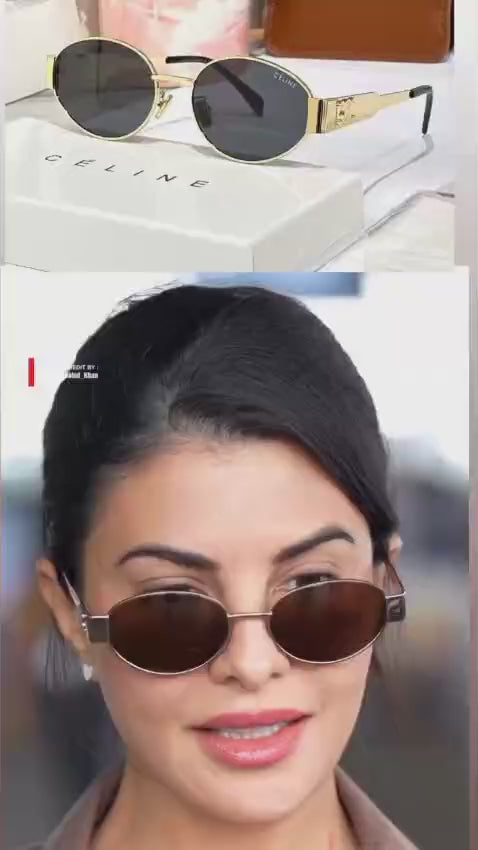 Luxury Gold Frame Oval Sunglasses – UV Protection Trendy Women’s Eyewear