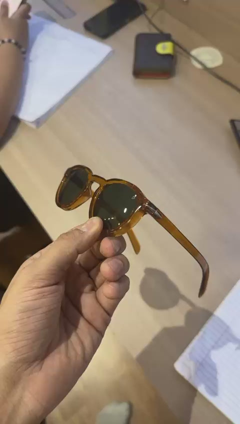 David Beckham style round sunglasses green polarized lens