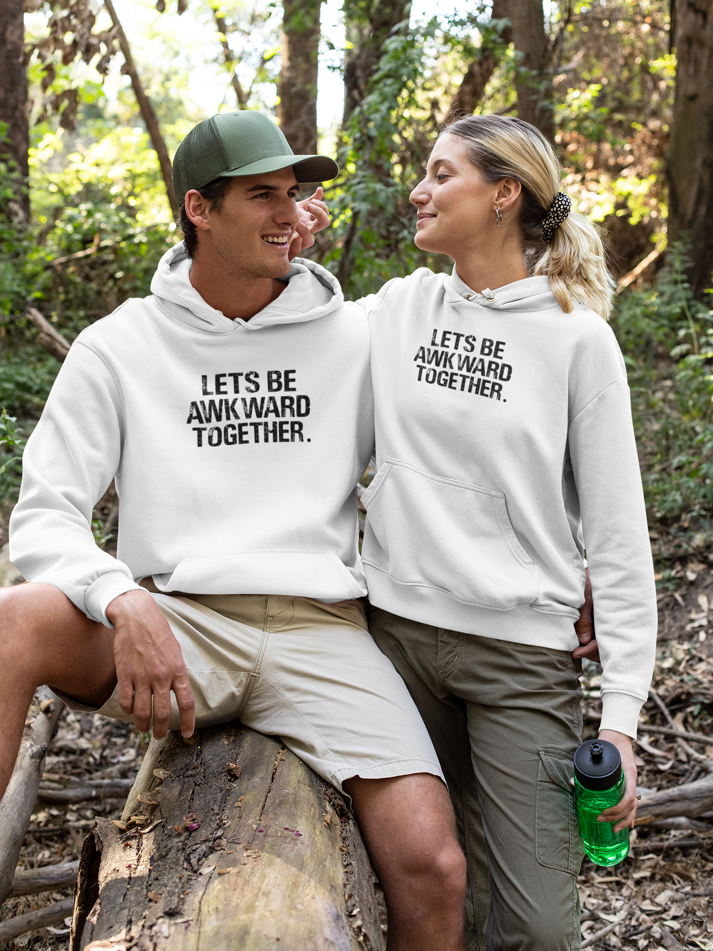 Lets Be Awkward Couple Hoodie-FunkyTradition