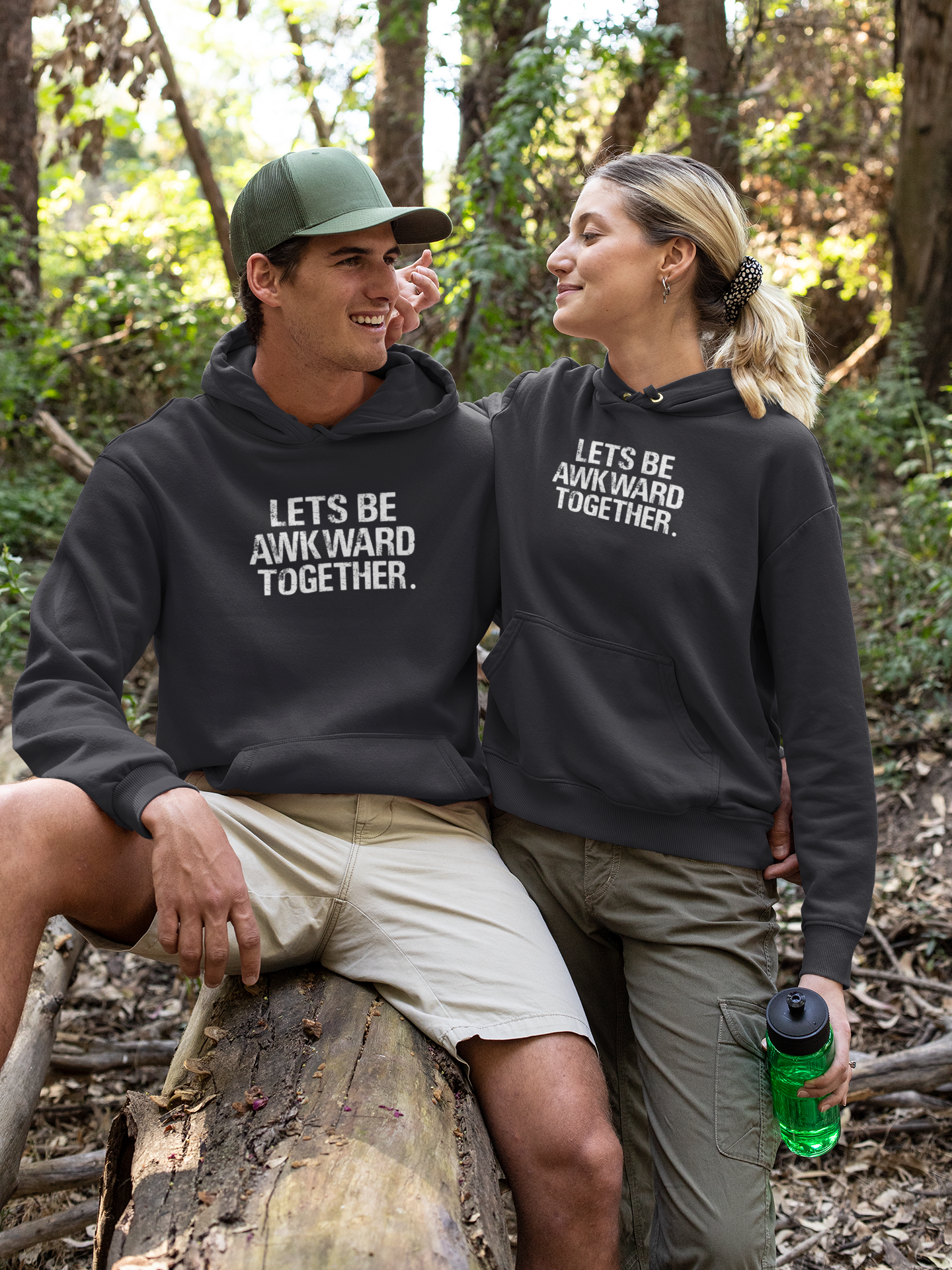 Lets Be Awkward Couple Hoodie-FunkyTradition