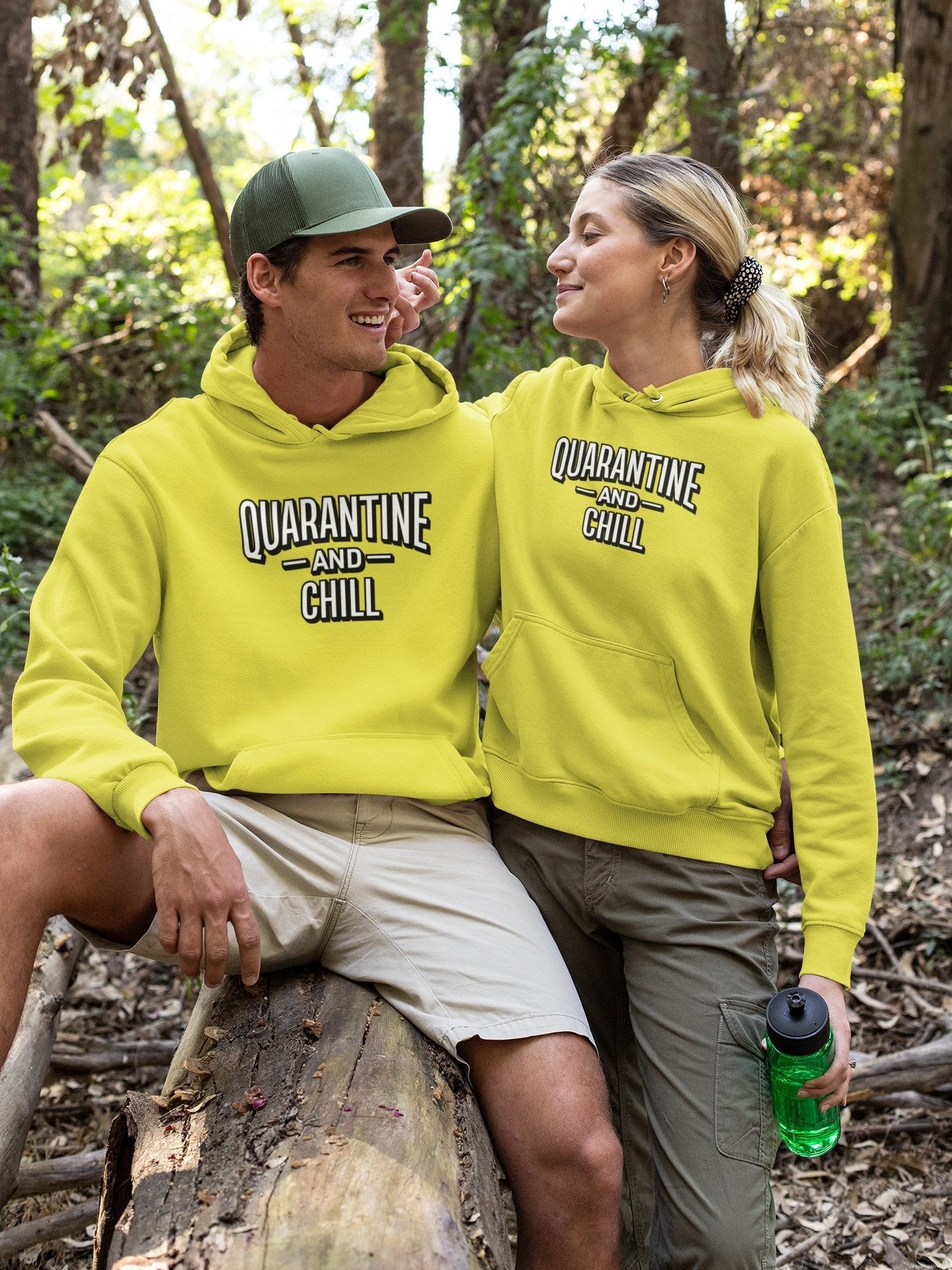 Quarantine And Chill Couple Hoodie-FunkyTradition - Funky Tees Club