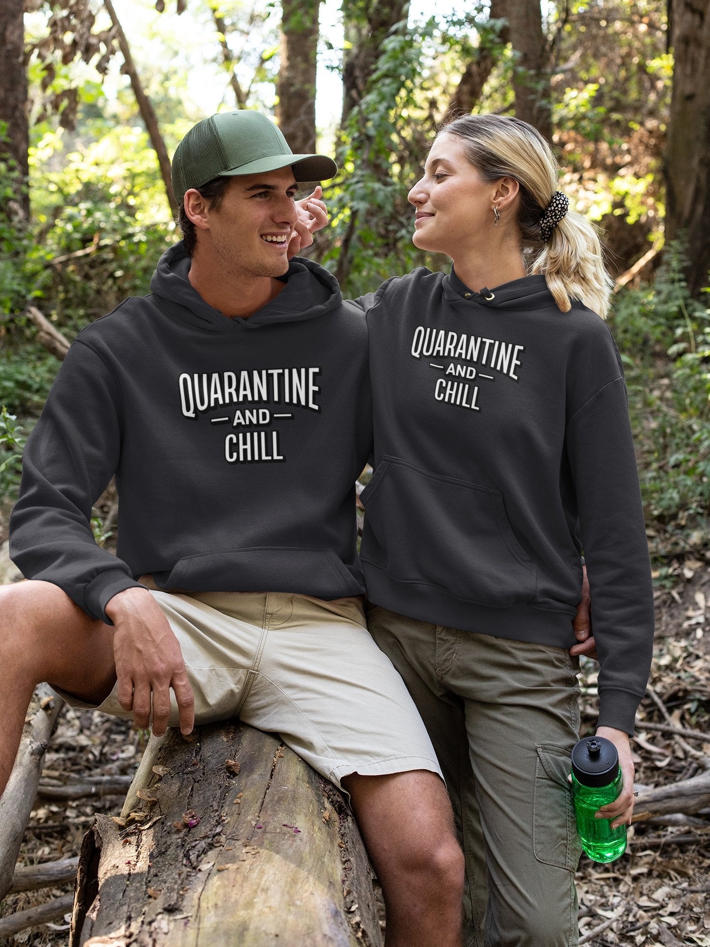 Quarantine And Chill Couple Hoodie-FunkyTradition - Funky Tees Club