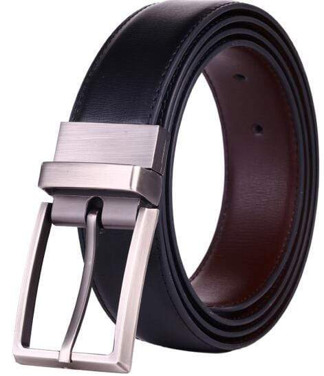 Reversible Silver Pin Buckle Genuine Leather belts for men - FunkyTradition Belts FunkyTradition