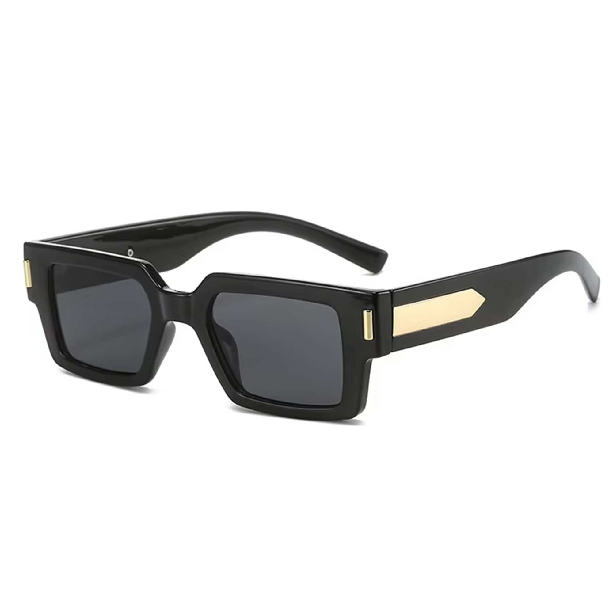 Ranveer Singh-Inspired Luxury Black Gold Frame Wayfarer Sunglasses – Black Lens Edition (Unisex)