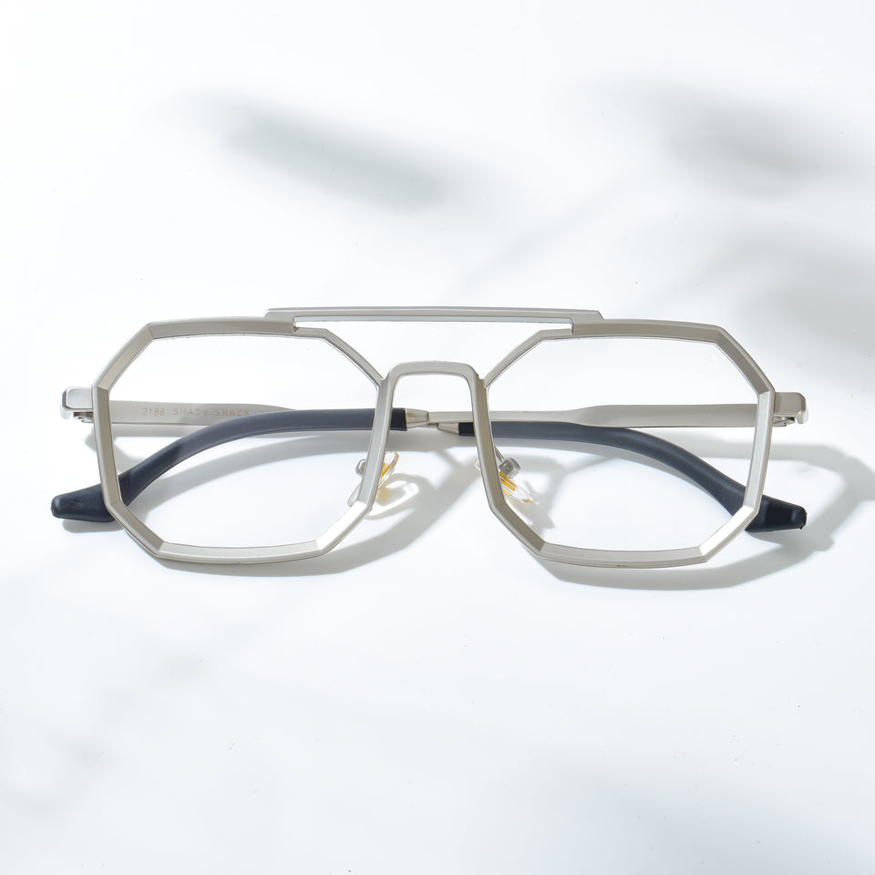 Modern Geometric Metal Frame Glasses – Stylish Hexagonal Eyewear for Men & Women