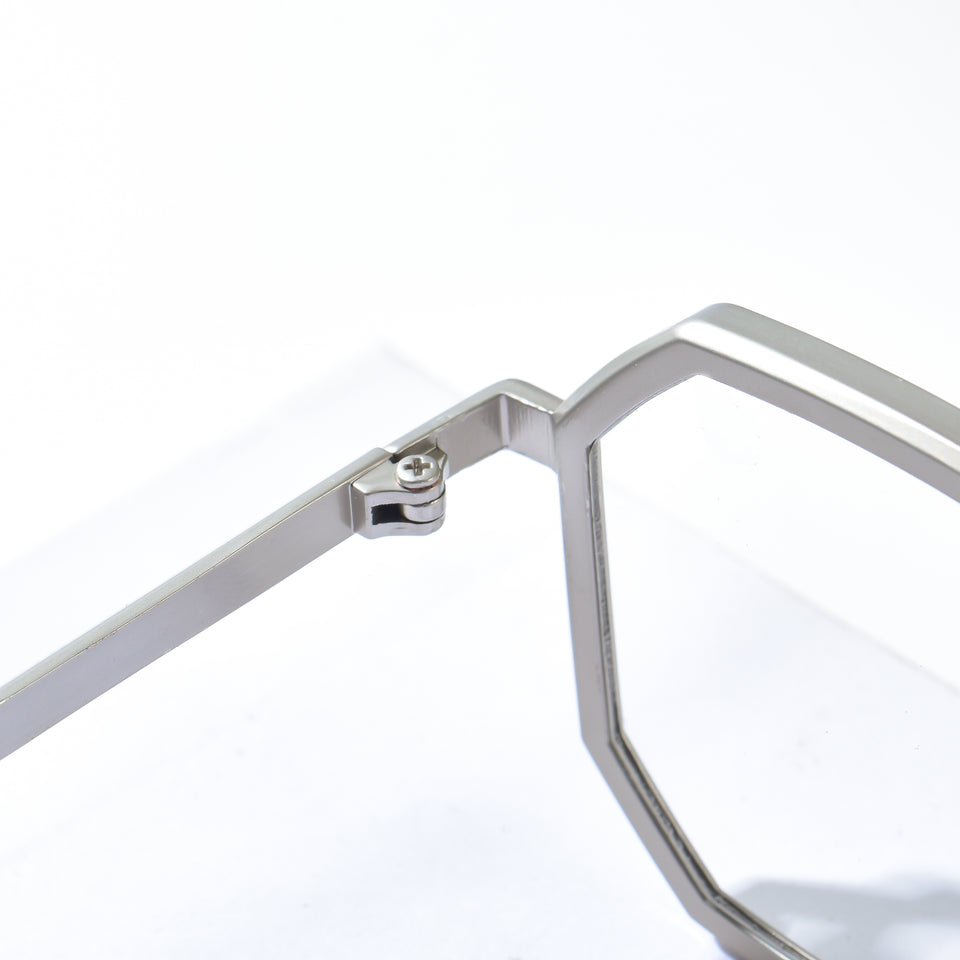 Modern Geometric Metal Frame Glasses – Stylish Hexagonal Eyewear for Men & Women