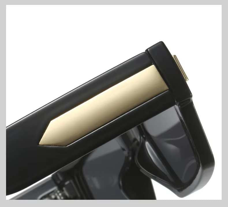 Ranveer Singh-Inspired Luxury Black Gold Frame Wayfarer Sunglasses – Black Lens Edition (Unisex)