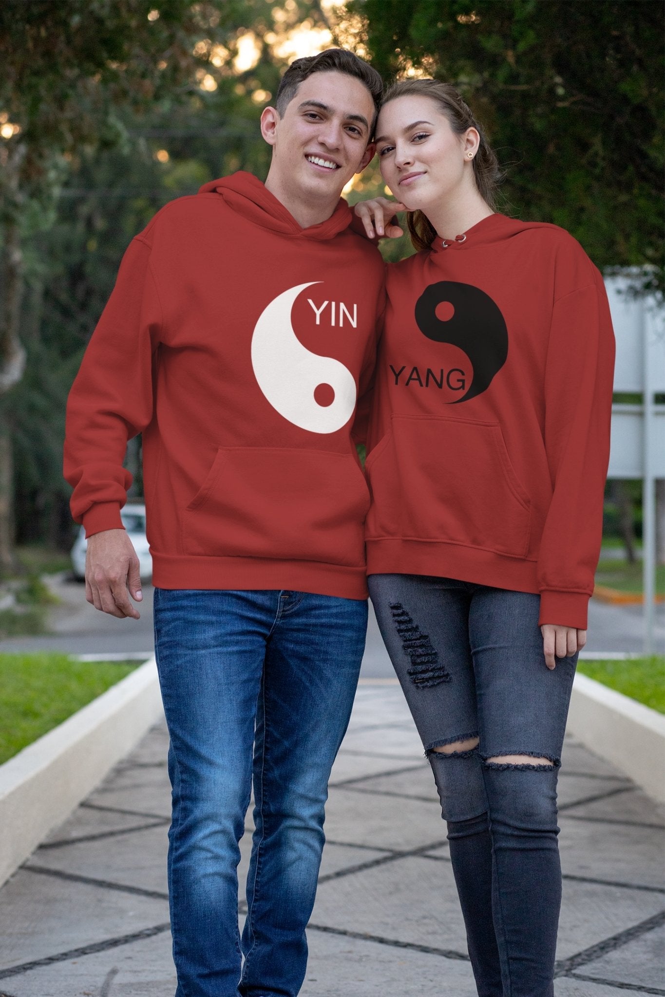 Yin Yang Couple Hoodie-FunkyTradition - Funky Tees Club