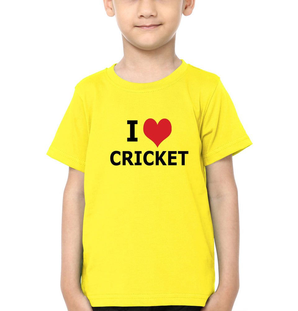 I Love Cricket Half Sleeves T-Shirt for Boys and Kids-FunkyTradition
