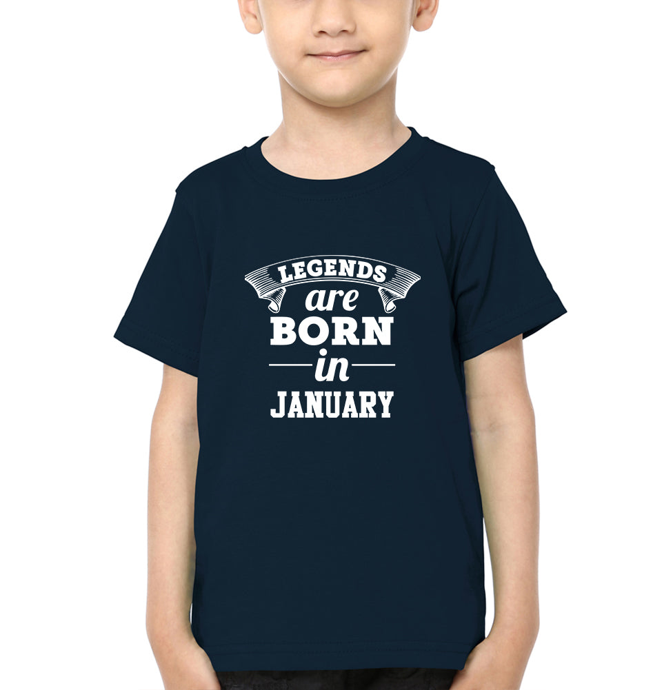 Legends are Born in January Half Sleeves T-Shirt for Boy-FunkyTradition