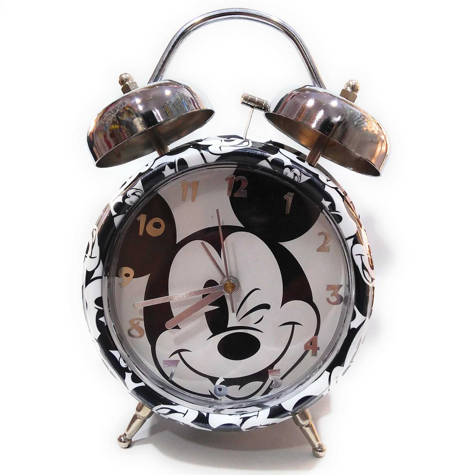 Mickey Style Alarm,Kids Room Table Clock (Black White)
