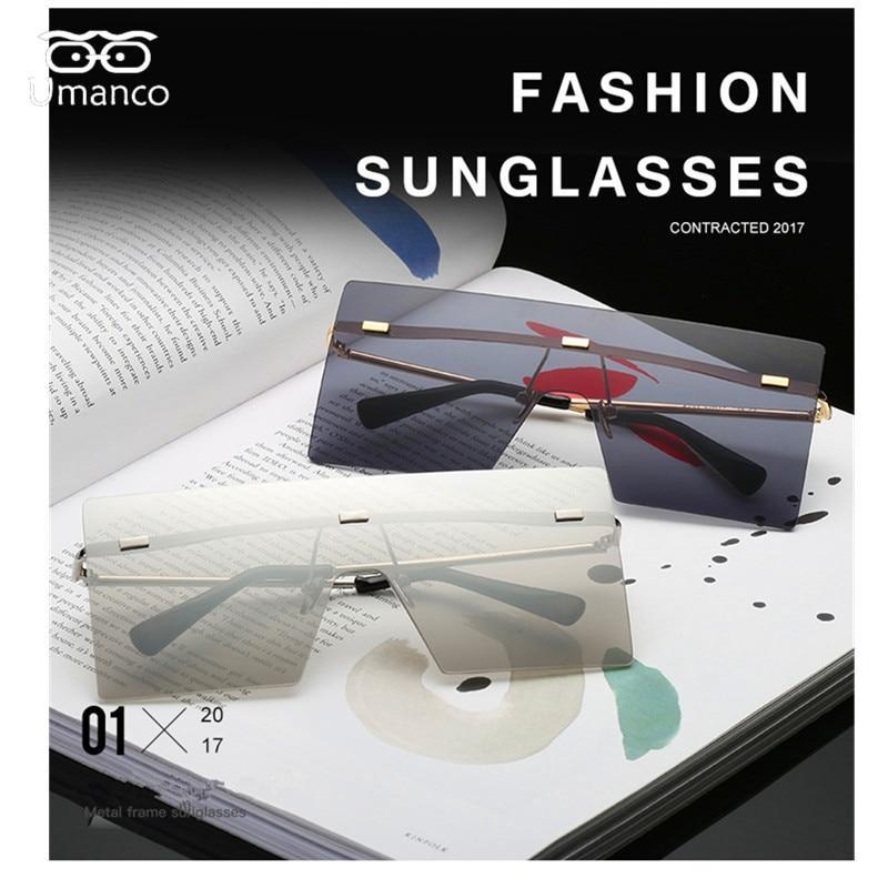 New Oversize Rimless Square Sunglasses For Women Men -FunkyTradition