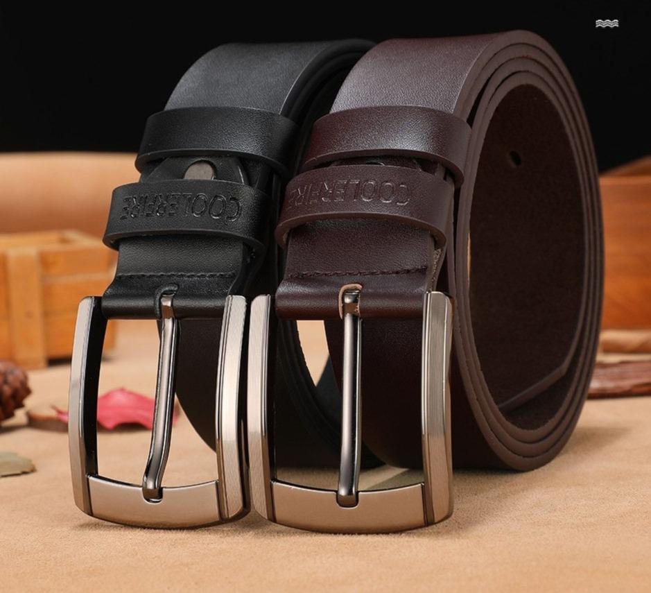 Trendy Sqaure Genuine Leather Needle Buckle Belt For Men-FunkyTradition