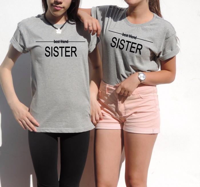 Sisters BFF Half Sleeves T-Shirts-FunkyTradition