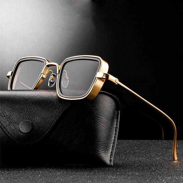 Stylish Square Black And Gold Retro Sunglasses For Men And Women-FunkyTradition