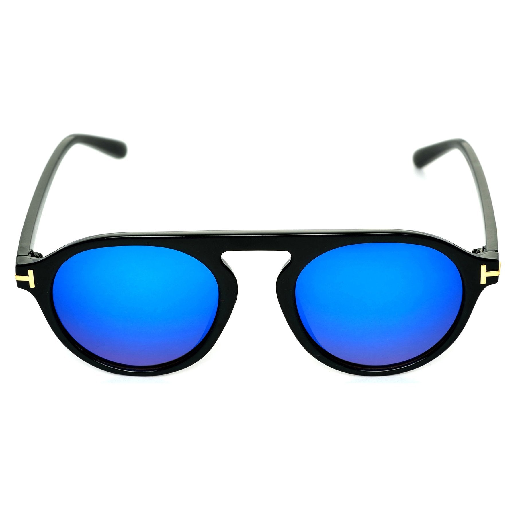 Round Blue And Black Sunglasses For Men And Women-FunkyTradition