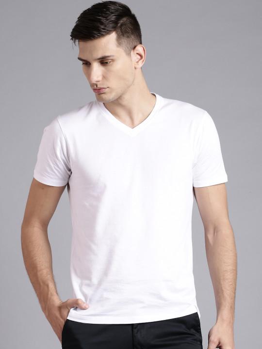 Plain White V Neck T-Shirt-FunkyTradition
