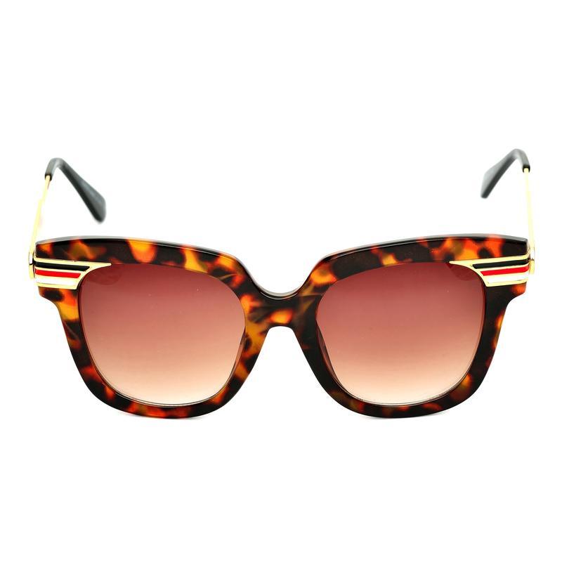 Rectangle Shaded Brown And Leopard Gold Sunglasses For Men And Women-FunkyTradition
