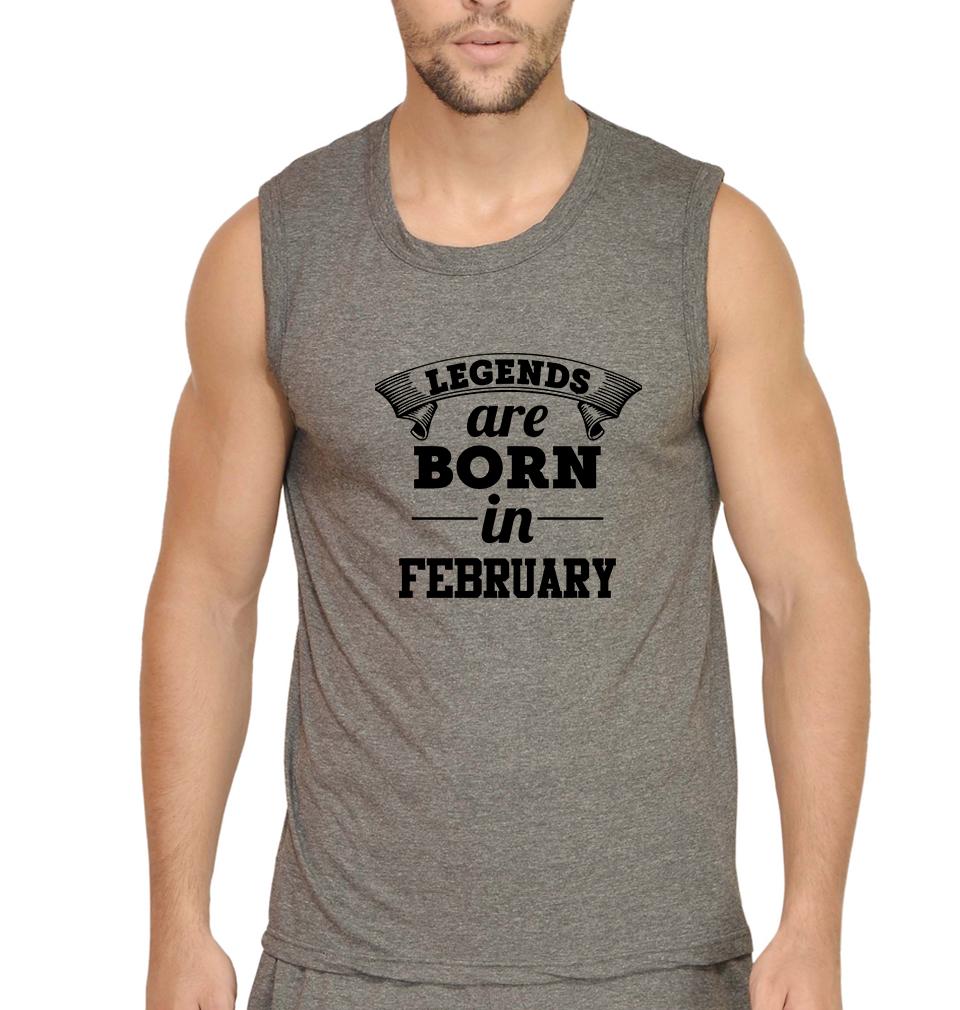 Legends are Born in February Men Sleeveless T-Shirts-FunkyTradition