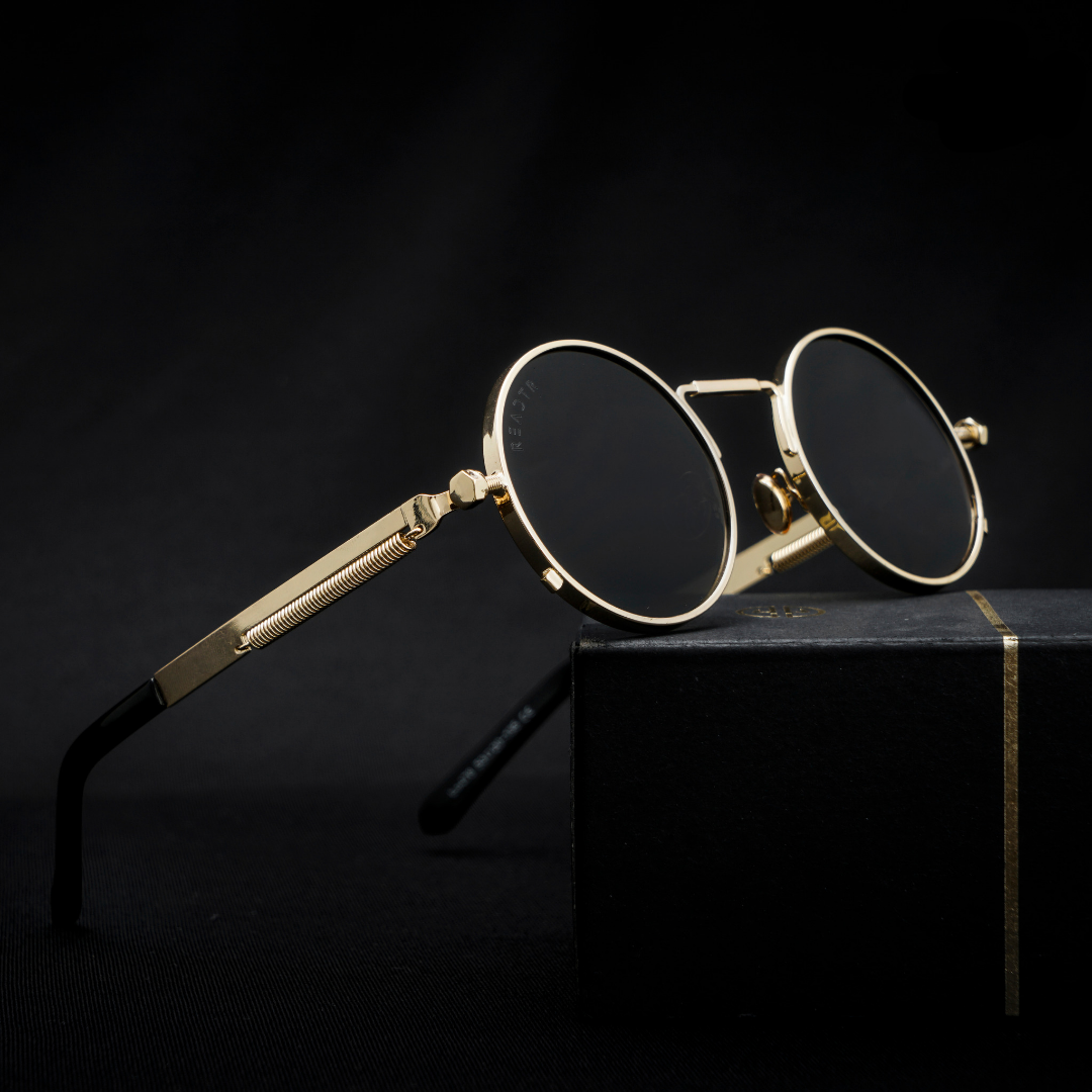 Vintage Hawk Black Gold Eyewear For Men And Women-FunkyTradition