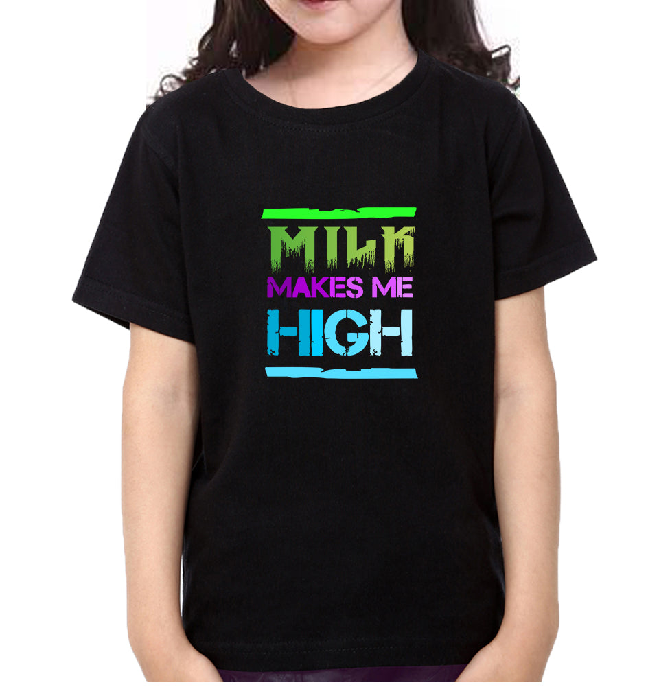 Milk Make Me High Half Sleeves T-Shirt For Girls -FunkyTradition