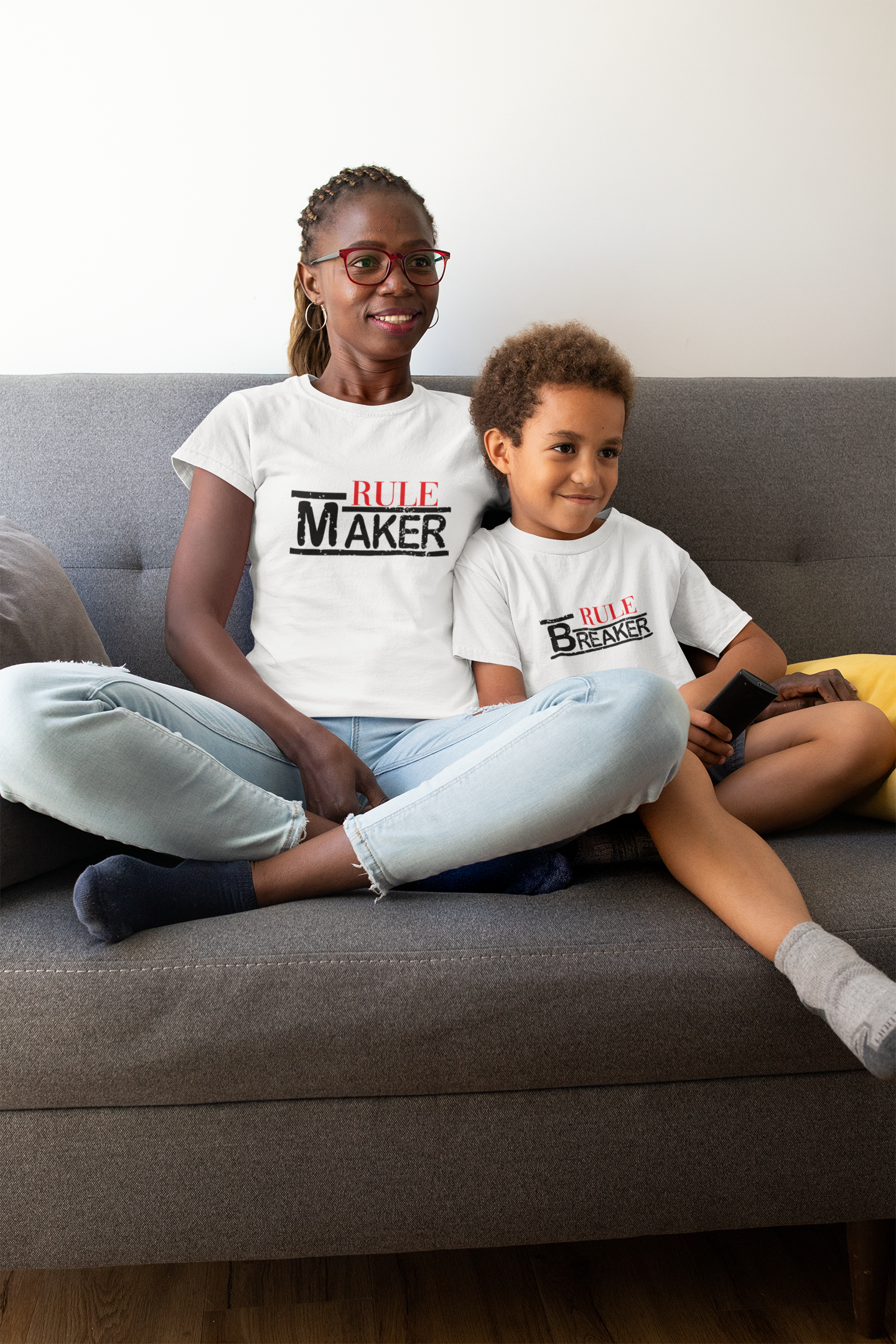 Rule Maker Mother And Son White Matching T-Shirt- FunkyTradition