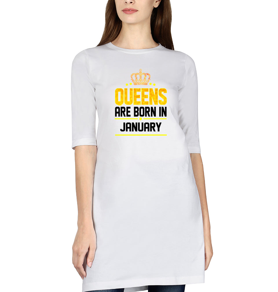 Queens Are Born In January Women Long Top-FunkyTradition