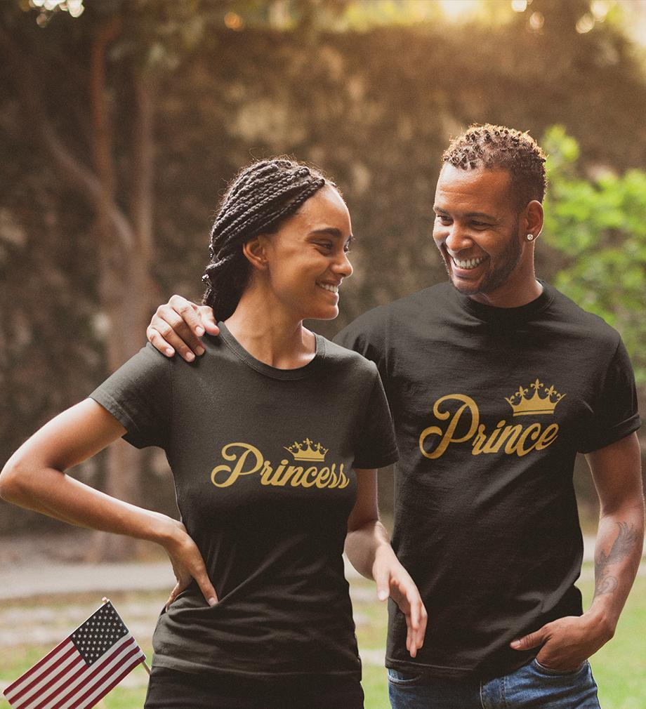 Prince & Princess Couple Half Sleeves T-Shirts -FunkyTees