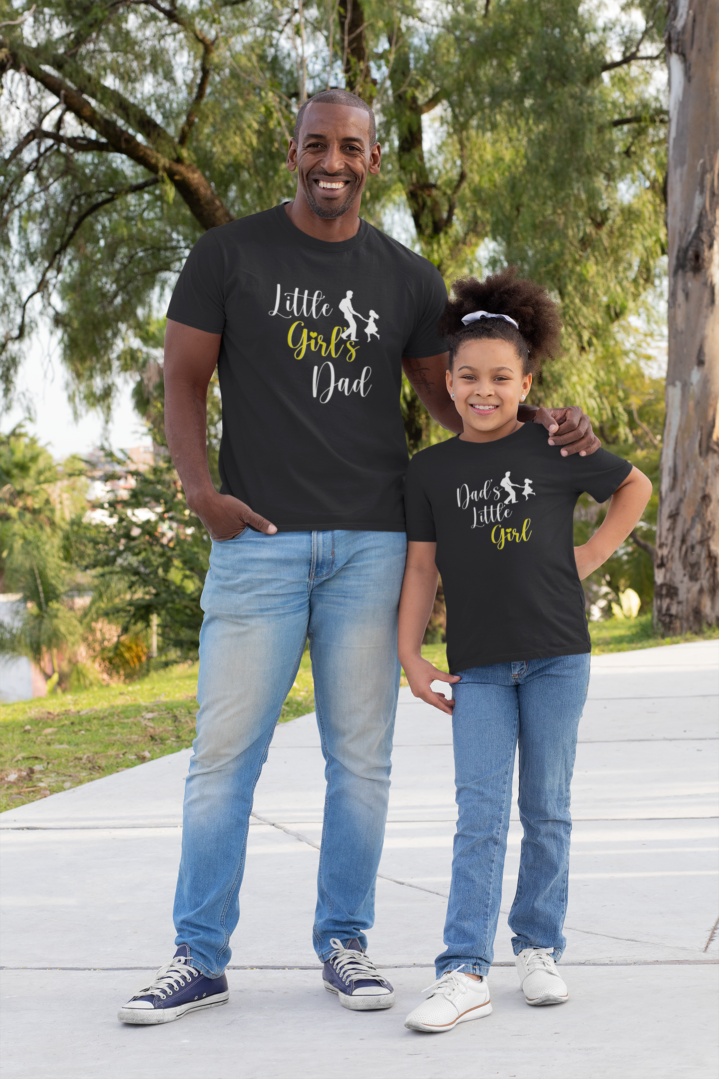 Little Girls Dad Father and Daughter Black Matching T-Shirt- FunkyTradition