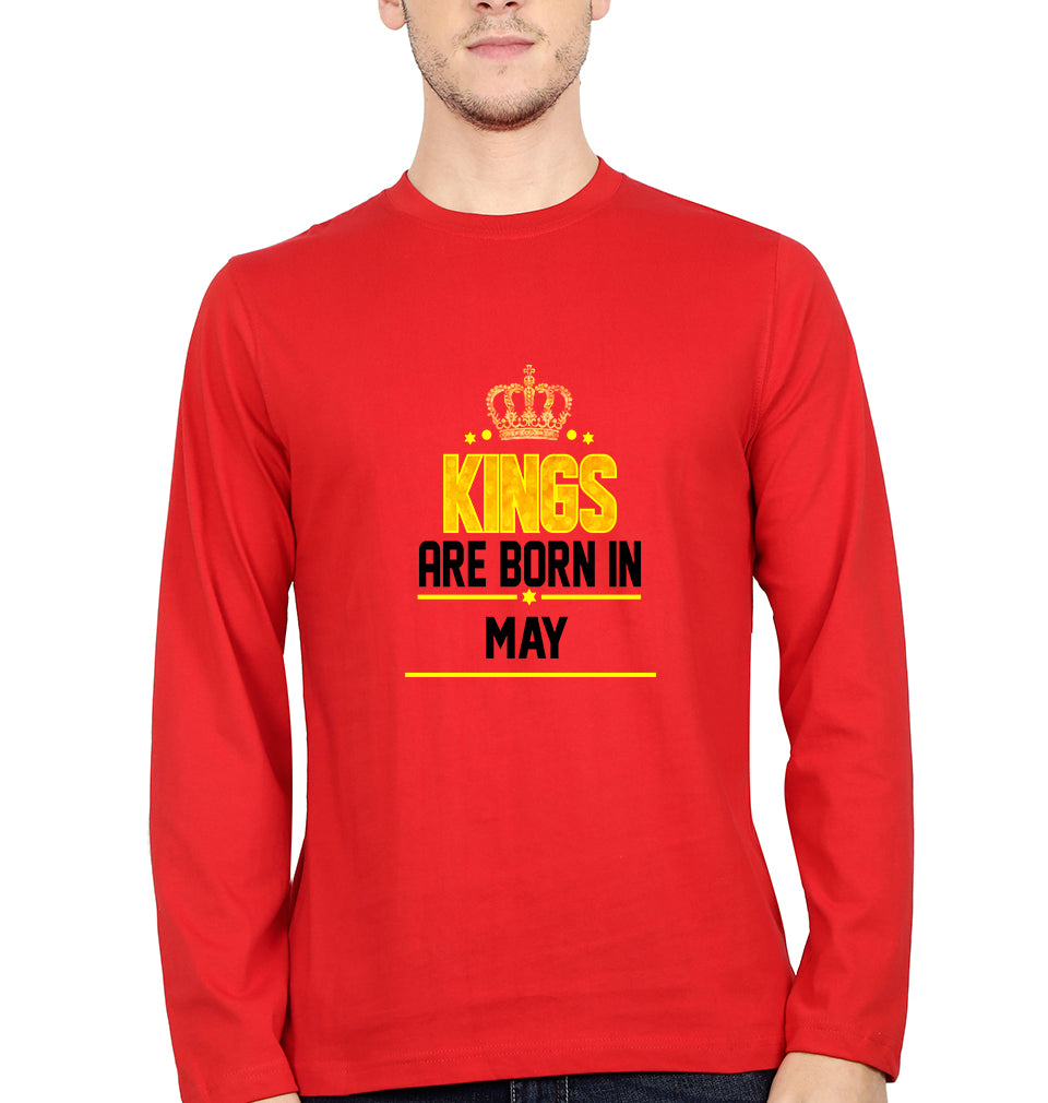 Kings Are Born In May Full Sleeves T-Shirt For Men-FunkyTradition