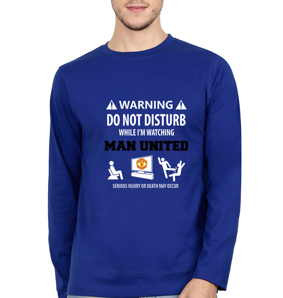 Warning Man United Full Sleeves T-Shirt For Men-FunkyTradition