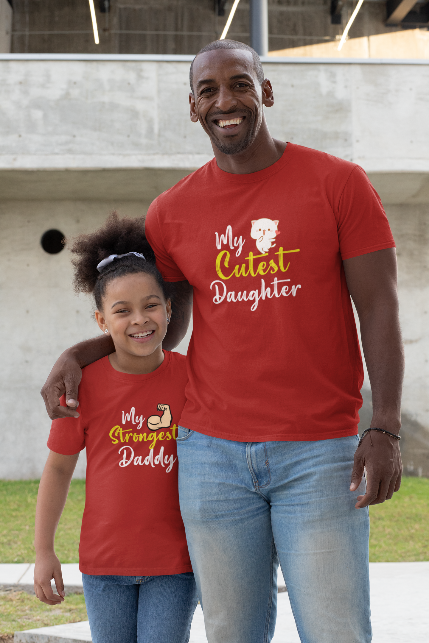 My Cutest Daughter Father and Daughter Red Matching T-Shirt- FunkyTradition