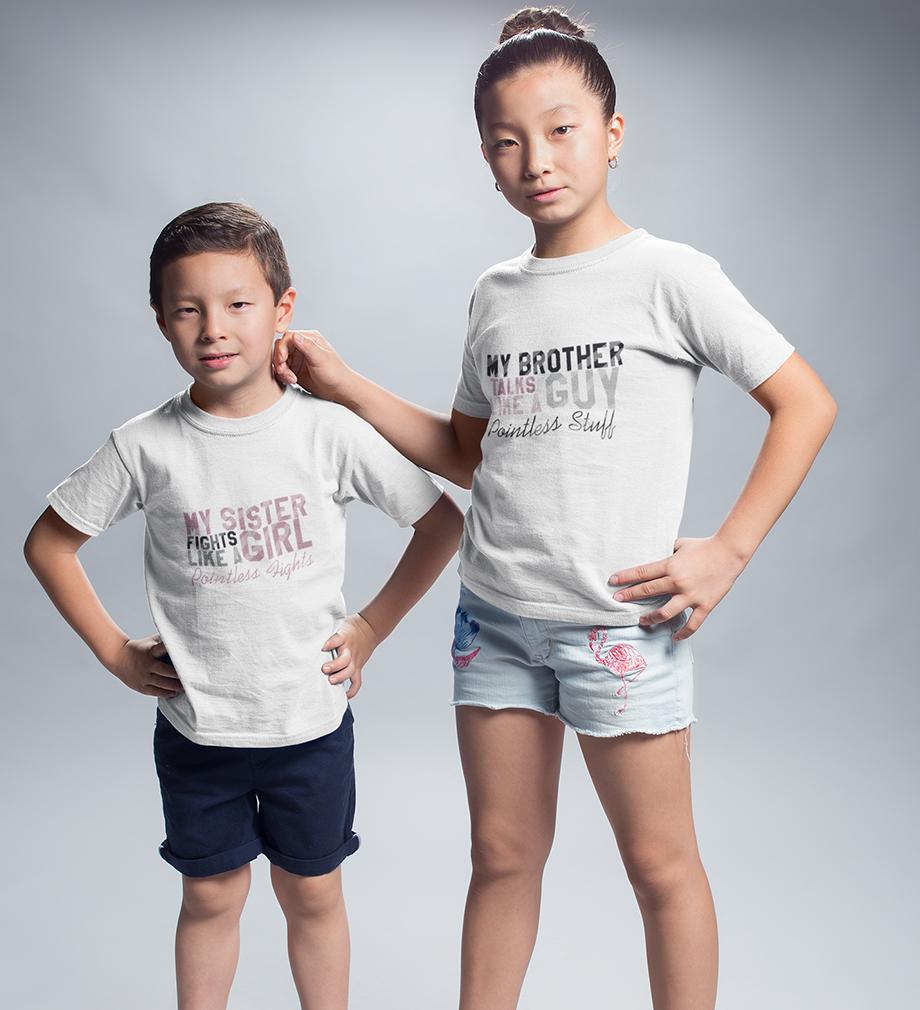 Pointless Stuff, Hights Brother-Sister Kid Half Sleeves T-Shirts -FunkyTradition