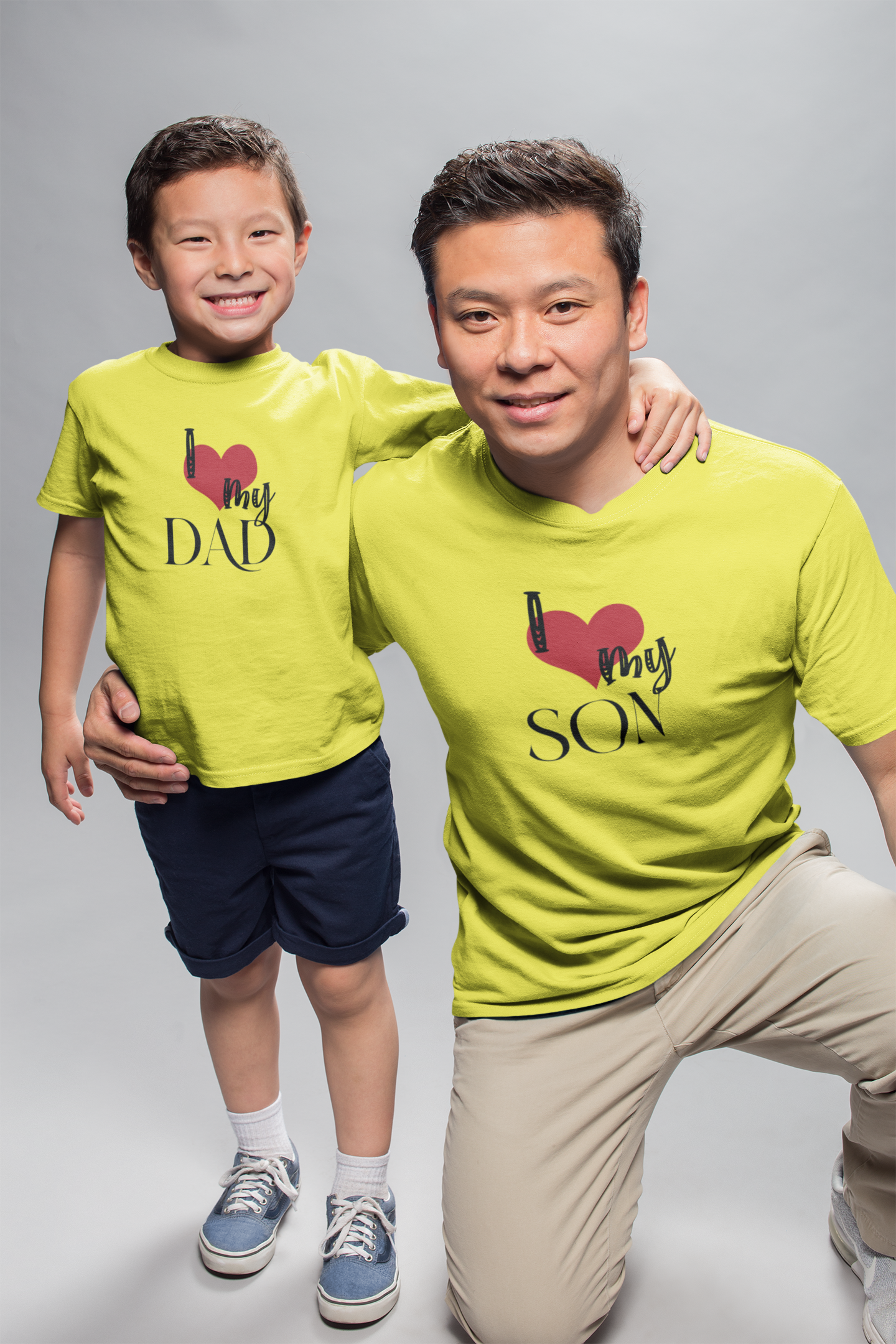 I Love My Dad Father and Son Yellow Matching T-Shirt- FunkyTradition