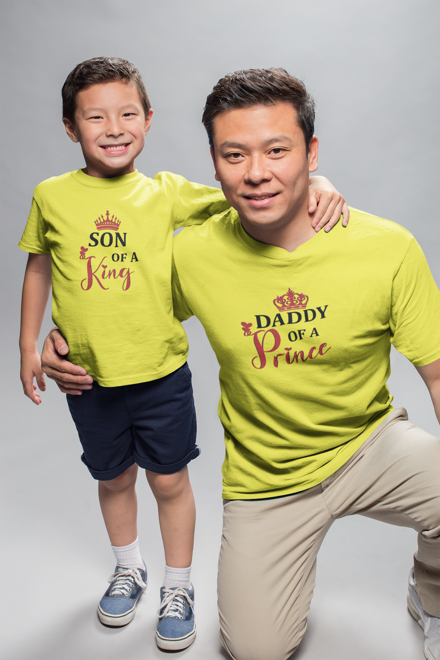 Daddy OF A Prince Father and Son Yellow Matching T-Shirt- FunkyTradition
