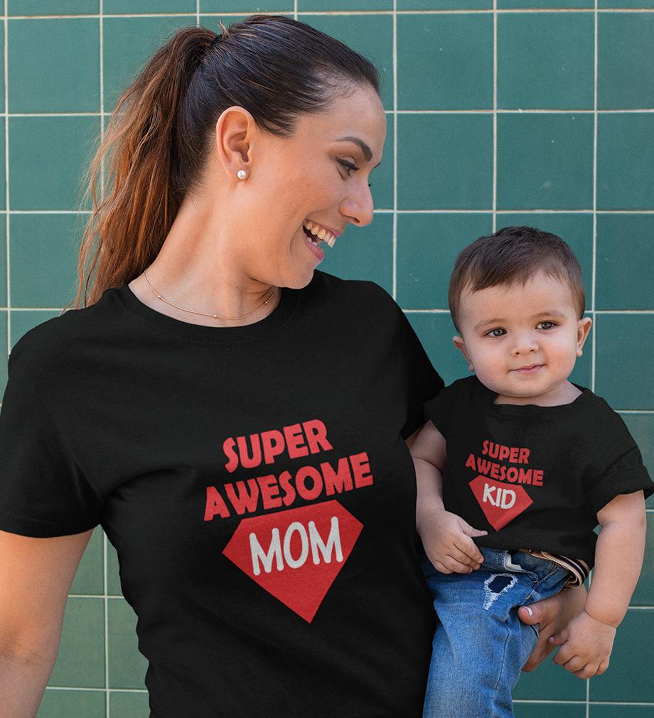 Super Awesome Kid Super Awesome Mom Mother and Son Matching T-Shirt- FunkyTradition