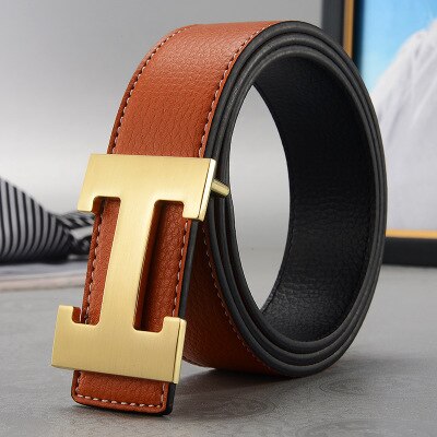 Black Gold Pin Buckle Genuine Leather belts for men brand Strap - FunkyTradition
