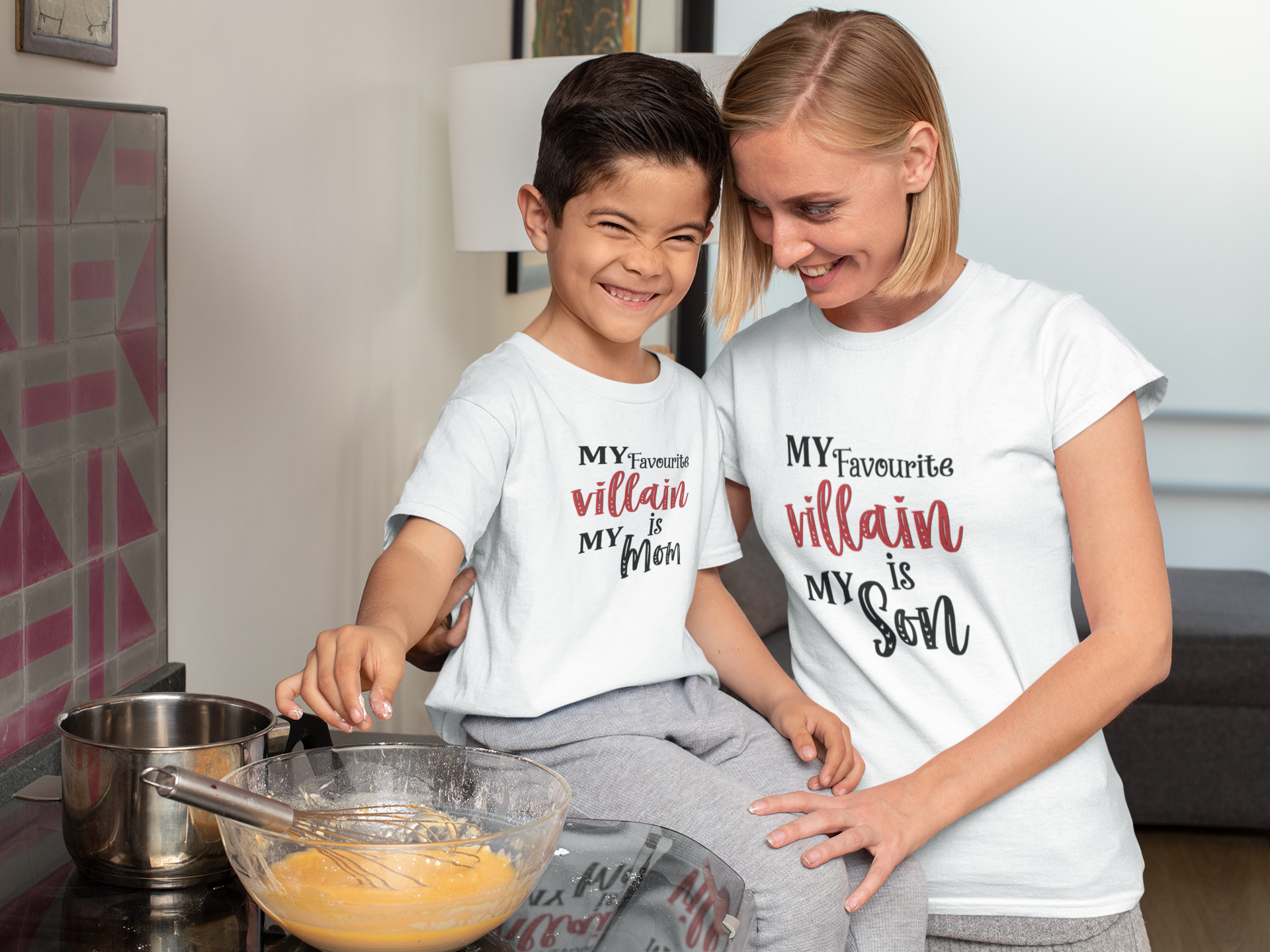 Favourite Villian Mother And Son White Matching T-Shirt- FunkyTradition