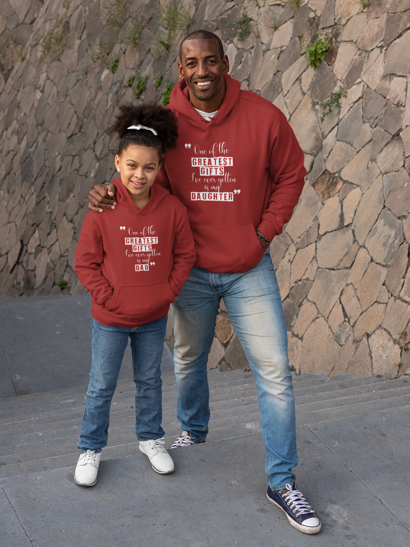 Greatest Gifts Father and Daughter Red Matching Hoodies- FunkyTradition