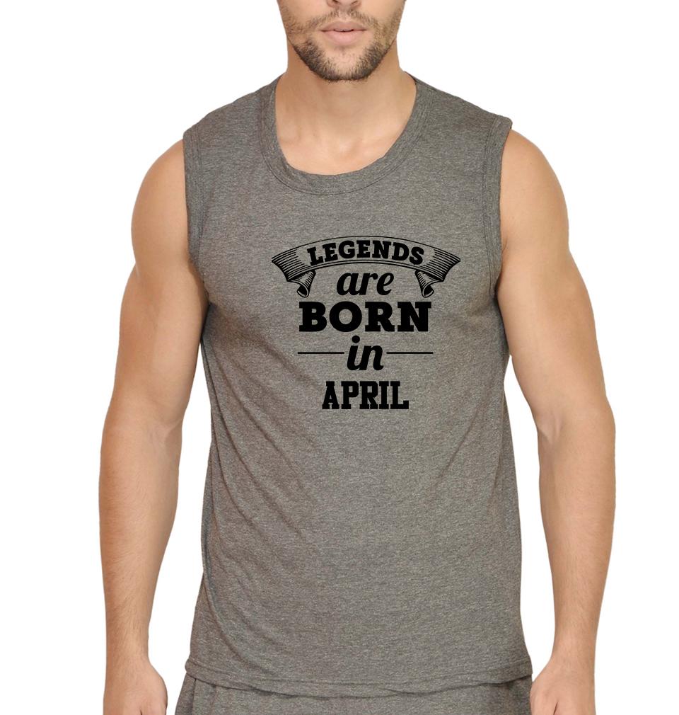 Legends are Born in April Men Sleeveless T-Shirts-FunkyTradition