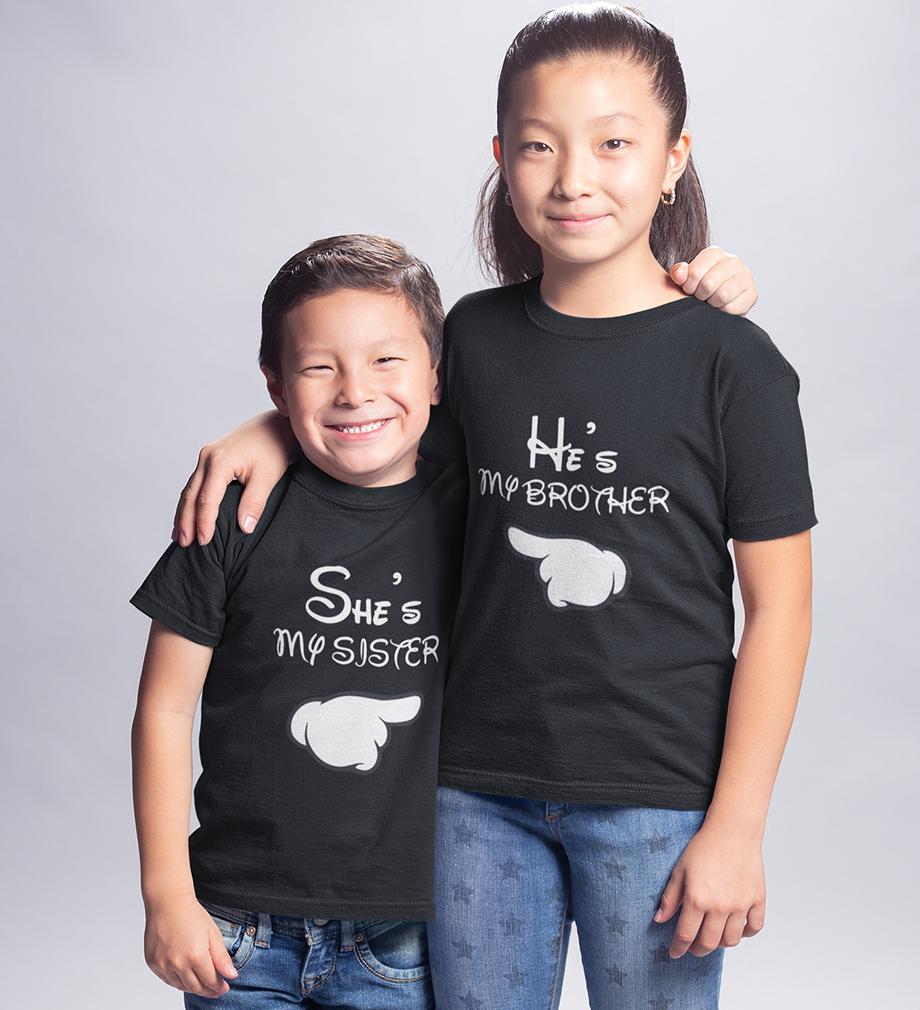 She Is My Sister He Is My Brother-Sister Kid Half Sleeves T-Shirts -FunkyTradition